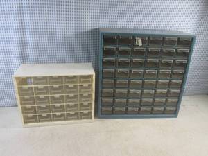 lot 32 image: (EC1) Plastic 48-Drawer and 25-Drawer Organizers - 25-Drawer is Missing 1 Drawer