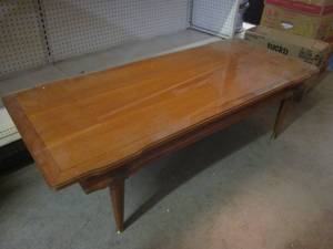 lot 41 image: (FRNT) Wood Coffee Table with Glass On Top - 50 x 21 x 14 12 High