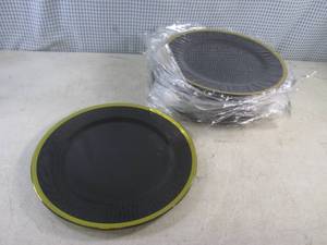 lot 96 image: (BSB) 24) 13 Plastic Black with Gold Trim Plates - Center Piece Decor Etc