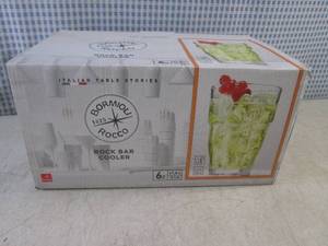 lot 105 image: (BS) Bormioli Rocco 6pc Rock Bar Cooler Glass Set