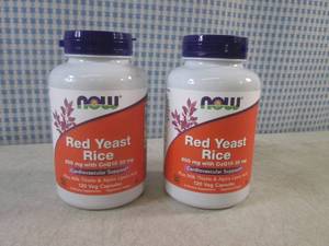 lot 144 image: (B-1) 2 Bottles Now Red Yeast Rice 120 Veg Capsules Each Best by Oct 2026