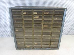 lot 179 image: (EC1) 50-Drawer Metal Organizer with Contents