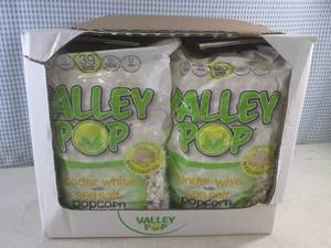 lot 204 image: (EC2) Case of 6 Bags Valley Pop Tender White with Sea Salt Popcorn 6.5oz Past Date