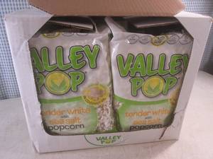 lot 205 image: (EC2) Case of 6 Bags Valley Pop Tender White with Sea Salt Popcorn 6.5oz Past Date