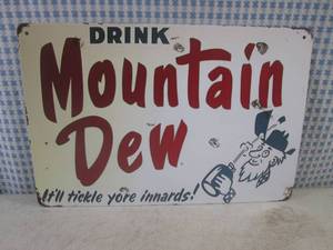 lot 213 image: (FS) Drink Mountain Dew Tin Sign 7 78 x 11 34