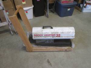 lot 224 image: (EW4) Ready Heater 35 Kerosene Heater on Homemade Cart - Fuel In Tank