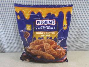 lot 227 image: (FRZ) 3 Pound Bag Frozen Chicken Breast Strips Fritter Style Honey Butter Biscuit Flavor Past Date