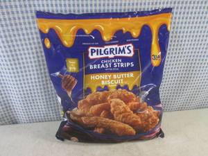 lot 230 image: (FRZ) 3 Pound Bag Frozen Chicken Breast Strips Fritter Style Honey Butter Biscuit Flavor Past Date