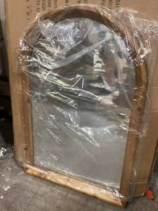 lot 17 image: StyleWell Medium Modern Arched Natural Wood Framed Mirror (20 in. W x 30 in. H) Customer Returns See Pictures