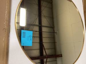 lot 27 image: NEUTYPE Medium Round Gold Hooks Modern Mirror (31.5 in. H x 31.5 in. W)    Customer Returns See Pictures