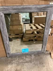 lot 33 image: Weathered 33 in. W x 28 in. H Framed Rectangular Bathroom Vanity Mirror in Weathered Gray by BrandtWorks  Customer Returns See Pictures