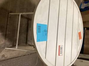 lot 45 image: StyleWell Mix and Match 24.6 in. Sea Breeze Folding Round Metal Outdoor Patio Bistro Table   Customer Returns See Pictures