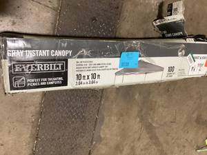 lot 57 image: Everbilt 10 ft. x 10 ft. Grey Instant Canopy Pop Up Tent   Customer Returns See Pictures