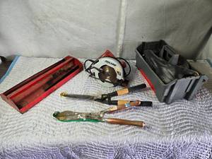 lot 429 image: Skil Saw, Toolbox Totes, Rubber Boots, Hedge Trimmer