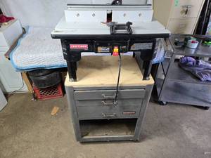 lot 395 image: Craftsman Router Table on Rolling Bench with Locking Drawers (Key Included)