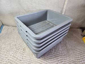 lot 263 image: Lot of 5 Bussing Tubs for Storage and Organizing