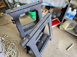 lot 228 image: Pair of Plastic Folding Saw Horses