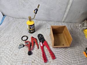 lot 185 image: Small Torch, Pipe Cutters, Pex Tool