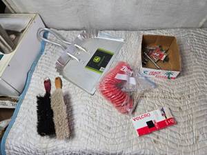 lot 144 image: Dust Pan, Brushes, Air Hose, Velcro, Air Chucks