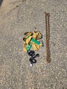 lot 122 image: 20 x 2 Tow Strap, 37 516 Chain Sections Bolted Together