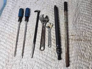 lot 57 image: Long Screw Drivers, Pry Bar, Adjustable Wrenches