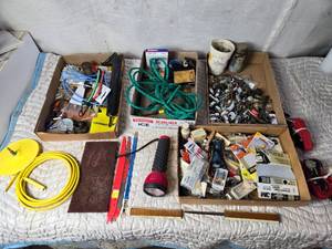 lot 46 image: Huge Lot of Misc. Tool Box Junk Drawer Items