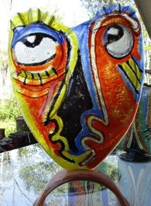 Mask  Face Italian Glass Sculpture