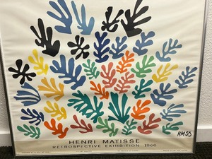 lot 72 image: Vintage Framed Matisse Retrospective Exhibition Framed Poster