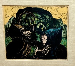 lot 16 image: Vintage Framed Woodcut Print by Jacob Steinhardt