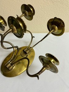 lot 60 image: Pair of Vintage Brass Wall Four Arm Candle Holders