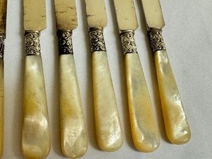 lot 55 image: Vintage Mother of Pearl Handle Dinner Knives