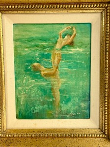 lot 56 image: Vintage Framed Original Oil on Canvas Nude Painting