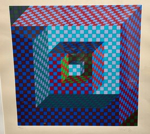 lot 25 image: Vintage Framed Vasarely Oetka Lithograph