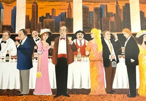 lot 42 image: Vintage Framed Guy Buffet Wine Tasting Print