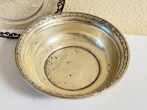 lot 102 image: Vintage Wallace Sterling Silver Bowl & Vintage Glass Plate with Sterling Overlay