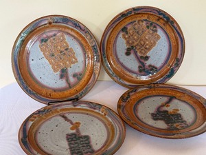 lot 161 image: Four Beautiful Artisan Crafted Pottery Plates