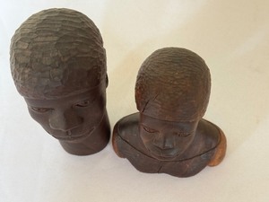 lot 138 image: Two Vintage Hand Carved African Busts