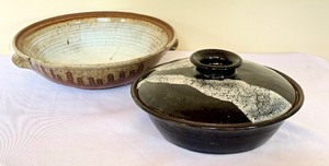 lot 134 image: Two Vintage Hand Crafted Pottery Items including a Pottery Bowl by CiCi