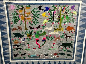 lot 88 image: Vintage Framed Vintage Ethnic Storytelling Embroidery