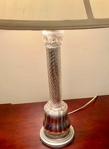 lot 173 image: Vintage Glass Base Lamp with Shade