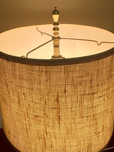 lot 175 image: Vintage Two Handled Brass Look Lamp and Shade
