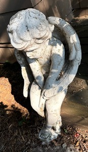 lot 216 image: Charming Cement Angel Sculpture