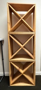 lot 220 image: Three Wooden Organizational Cubes  Wine Racks