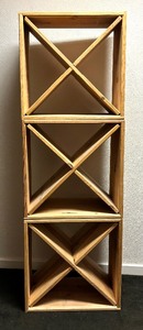 lot 241 image: Three Wooden Reconfigurable Organizational Cubes  Wine Racks