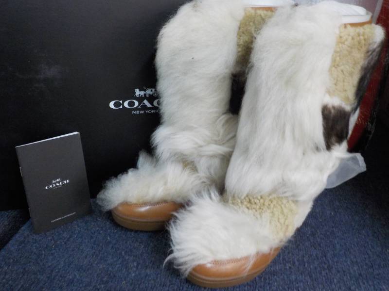 Coach size 7M Morton Calf Shearling Mix Saddle Natural MLT Boots AS19 Home Health Beauty New Shoes Grocery Kitchen Yard Resale More K BID