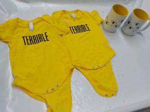 12 Mo. Size Onsies and 2 Coffee Cups