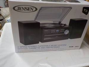Jensen 3 Speed Stereo Turntable Music System