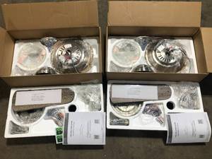 lot 5 image: Lot of Home Decorators Collection Chelton 46 in. White Color Changing Integrated LED Brushed Nickel Ceiling Fan with Light Kit and Remote Control   Customer Returns See Pictures