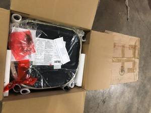 lot 8 image: Lot of Noble House Boise Beige and Black Fabric Upholstered Dining Chairs (Set of 2) Customer Returns See Pictures