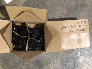 lot 19 image: Lot of Husky 4 in. Caster Kit for Heavy Duty Welded Steel Garage Base Cabinets  Customer Returns See Pictures